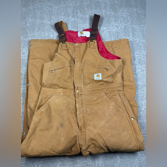 Vintage Carhartt Insulated Overalls Mens Size 38 X 30 Double Knee Union Made USA - Picture 1 of 9
